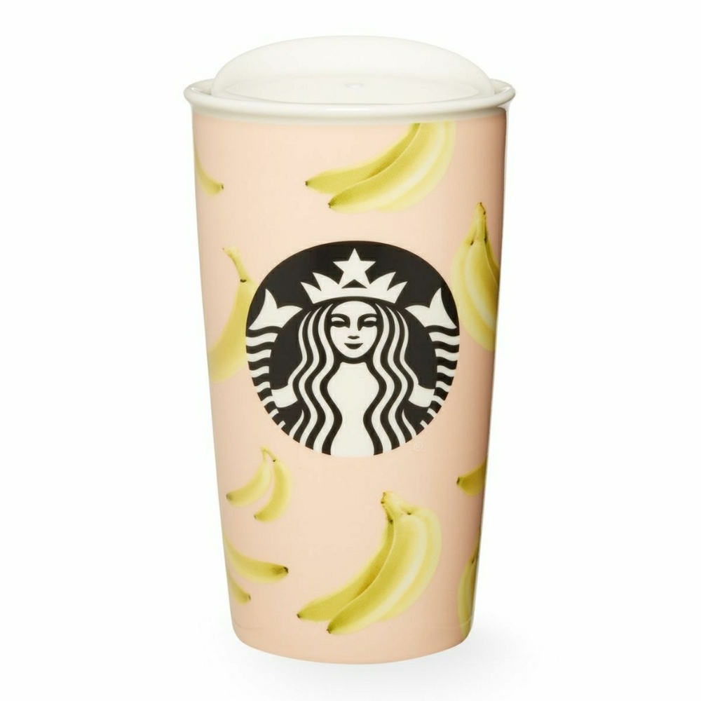 Starbucks Pink Banana 12oz Ceramic Traveler